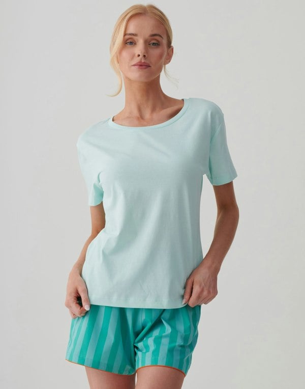British Boxers Women's Organic Cotton Scoop Neck T-Shirt - Caribbean Blue