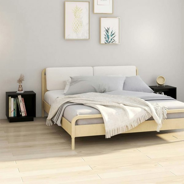 Berkfield Bedside Cabinets 2 pcs Black 40x30x40 cm Solid Wood Pine