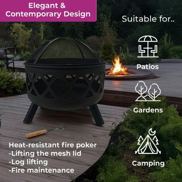 Neo Black Outdoor Heater Fire Pit Bowl
