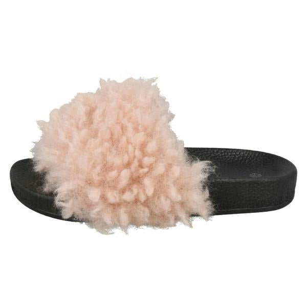 Spot On Girls Spot On Fake Poodle Fur Mule Sliders
