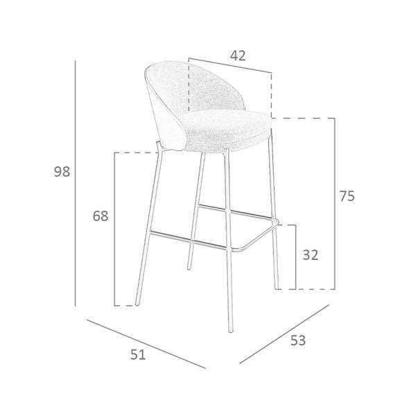 Angel Cerdá Grey and Walnut Fabric Stool 4127
