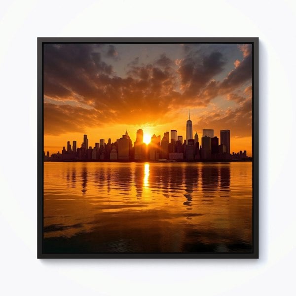 Warren Reed Sunrise In The City Framed Canvas