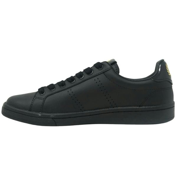 Fred Perry B4290 220 B721 Black Leather Tab Leather Trainers