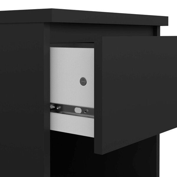 Wyld Haus Budapest Matt Black Wood Bedside Table 1 Drawer 1 Shelf