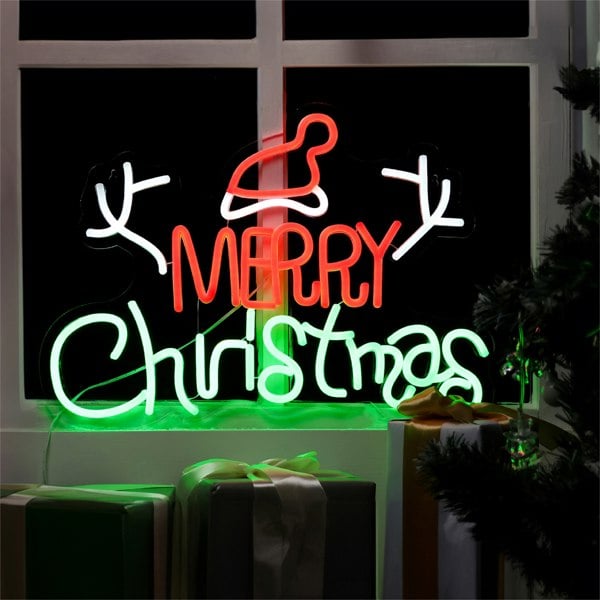 Xmas Haus  Silhouette Neon Light   36x40cm USB LED   Christmas Decoration Merry Christmas