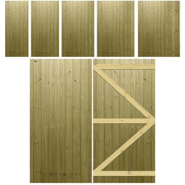 [rackhams variation] gate tongue & groove semi braced flat top [h.1800 x w.options] 1