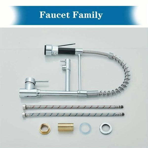 Dyzi Dual Spout Kitchen Tap Pull down Spray Head Faucet High-Pressure