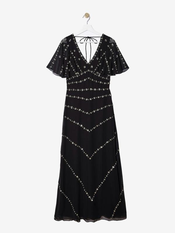 Rose & Nancy Rose Black Sequin Maxi Dress