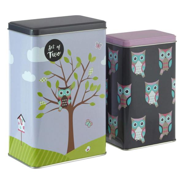 Paice Set of 2 Happy Owls Storage Canisters