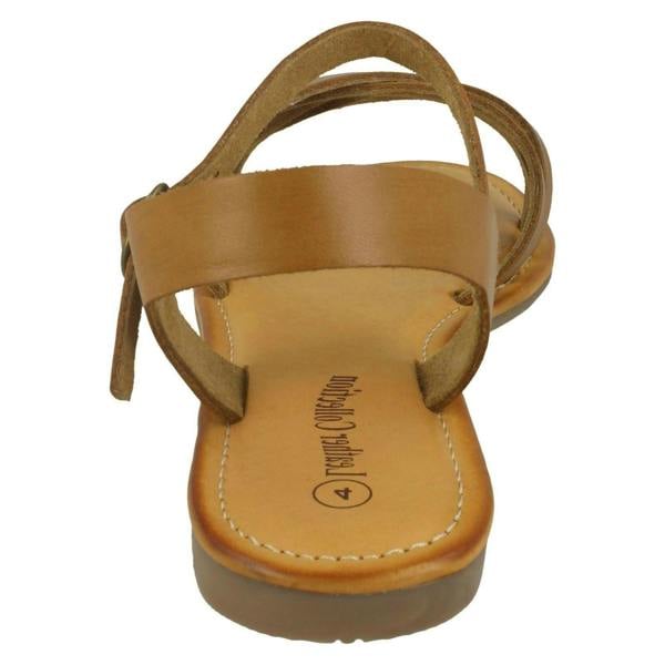 Leather Collection Ladies Leather Collection Flat Strappy Sandals F00196