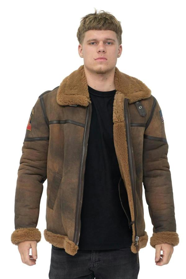 Infinity Leather Mens Antique B3 Sheepskin Flying Jacket-Alameda