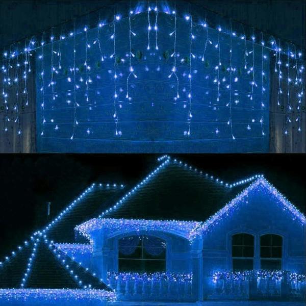 Blue LED Icicle String Fairy Lights with Timer, Memory Function and 10m Lead Wire in 960 or 1200 LED Options image 1