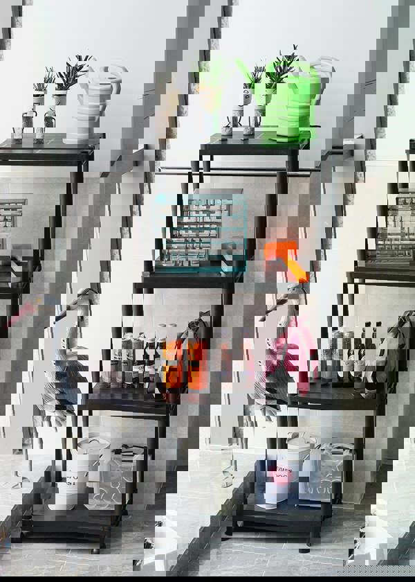 Gr8 Home Black 4 Tier Plastic Shelving Unit Storage Racking Shelves Garage Warehouse Shed