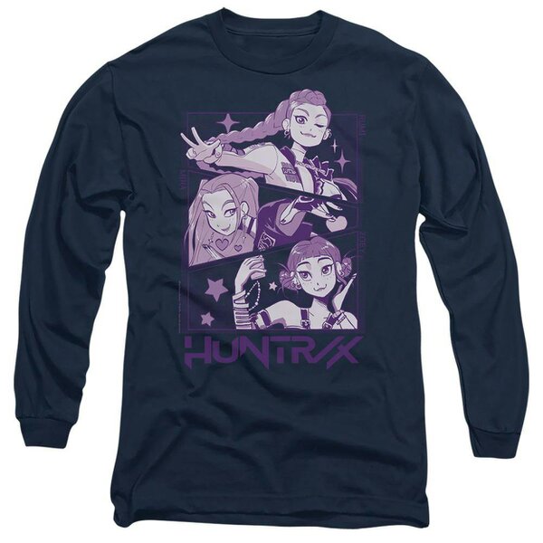 K-Pop Demon Hunters Unisex Adult Huntr/X Panel Long-Sleeved T-Shirt - Navy