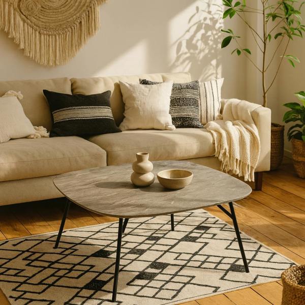 Wyld Haus Rosefern Grey Marble Effect Coffee Table