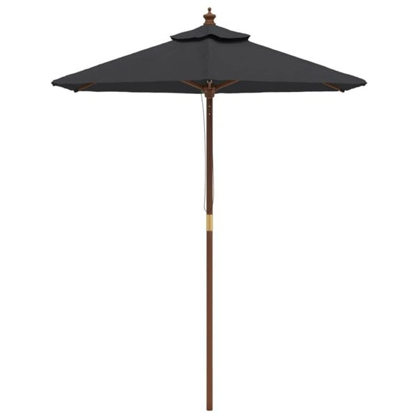 Berkfield Garden Parasol with Wooden Pole Black 196x231 cm