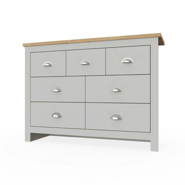 Timber Art Design Lisbon 7 Drawer Bedroom Chest of Drawers Storage Cabinet