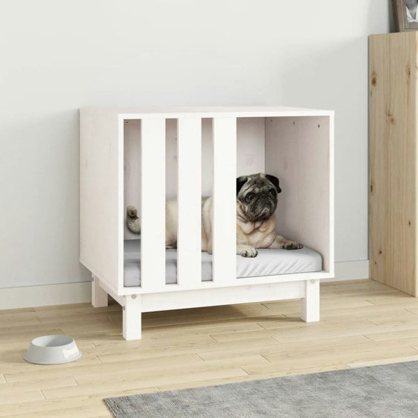 Berkfield Dog House White 60x45x57 cm Solid Wood Pine