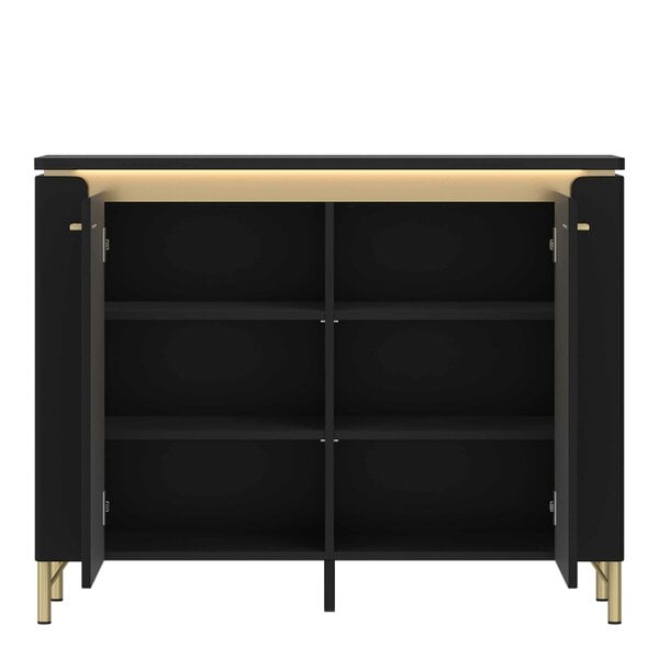 Wyld Haus Marslet Black and Gold Sideboard 2 Door with LED Lights