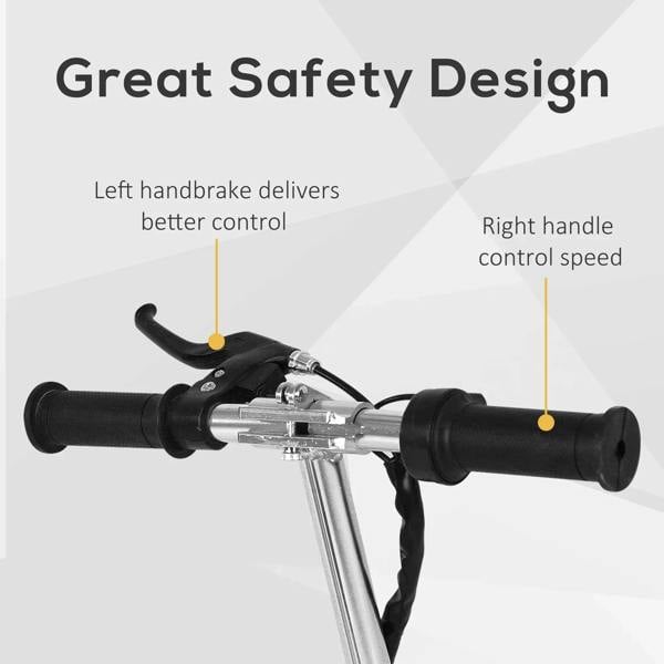 Black handlebar grips with silver stem hardware on a red electric scooter