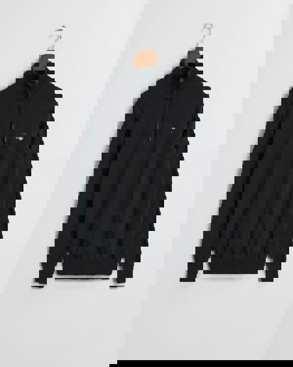 GANT Mens Classic Cotton Half Zip Jumper - 5 Black - CHO - Designer Mens Jumpers