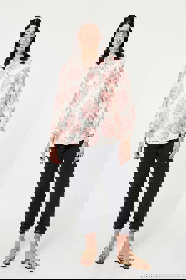 Pink | Curve Floral Long Sleeve Blouse