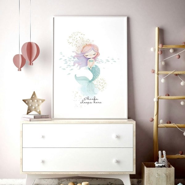 Bedroom Mermaid Decorations | Set of 3 wall art prints