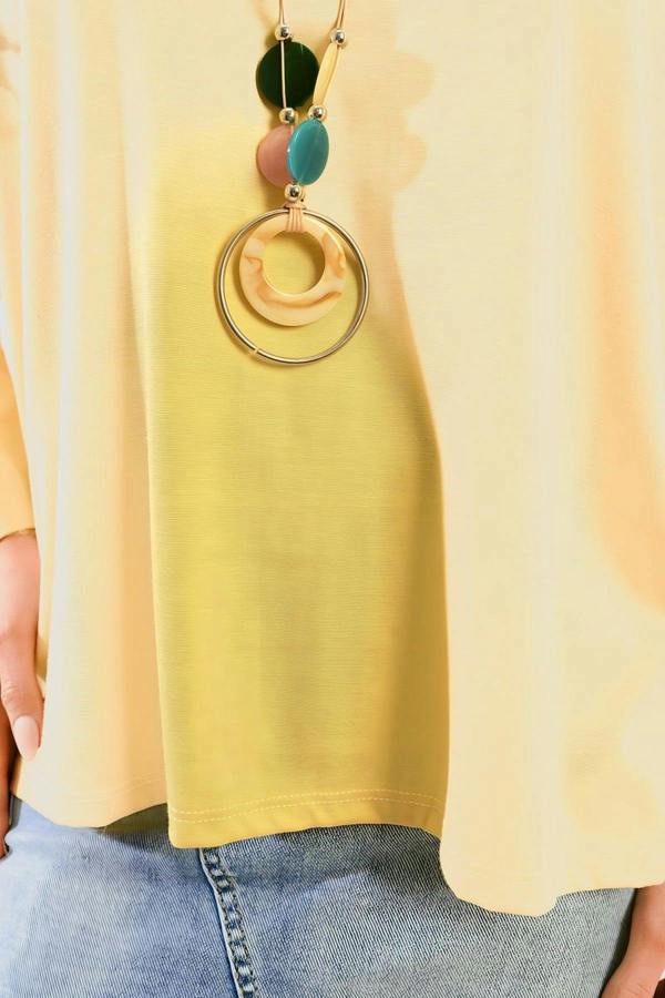 Emmy Casual Long Sleeve Loose Fit Top - Yellow
