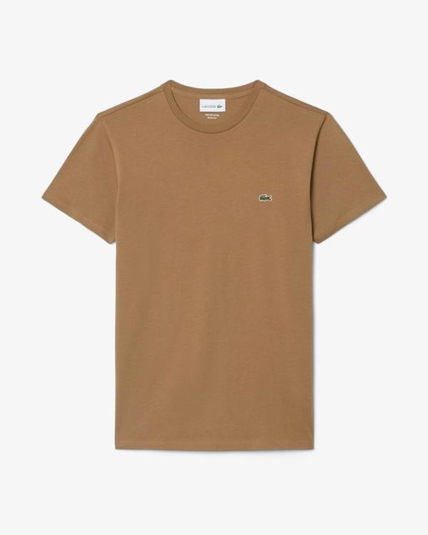 Lacoste Mens Crew Neck Pima Cotton Jersey T - Shirt - Cookie SIX | CHO | Designer Mens Short Sleeve T - Shirts & Tops