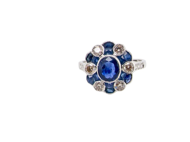 Vintage Tom A fine Sapphire and Diamond Cluster Ring