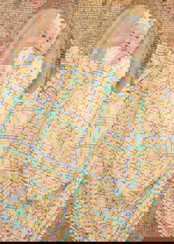 The Bonnie Mob Ditto - Rainbow Check Large Muslin Swaddle Blanket