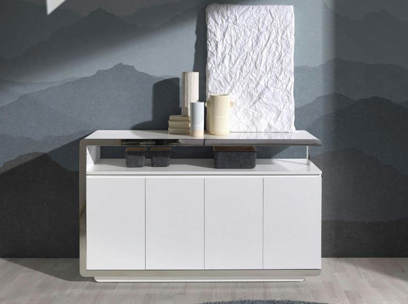 Angel Cerdá Sideboard White Wood and Chromed Steel BASE 3055