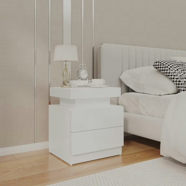 Berkfield Bedside Cabinet High Gloss White 45x35x52 cm Engineered Wood