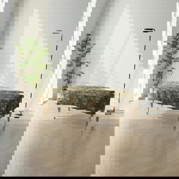 Elegant wooden legs supporting high-density foam bench