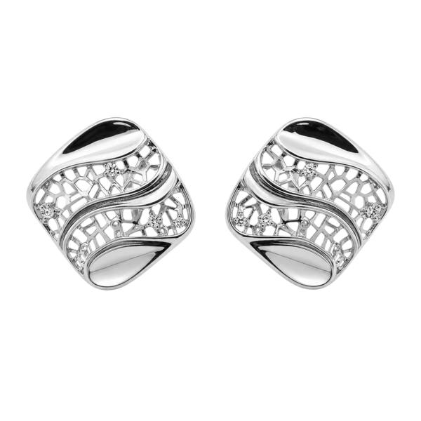 Gold Trip Square Wave Clip On Earrings