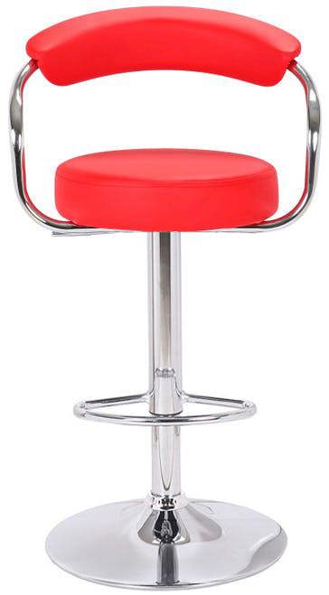 Lamboro Zenith Kitchen Bar Stool, Chrome Footrest, Height Adjustable Swivel Gas Lift, Home Bar & Breakfast Barstool, Faux-Leather, Red
