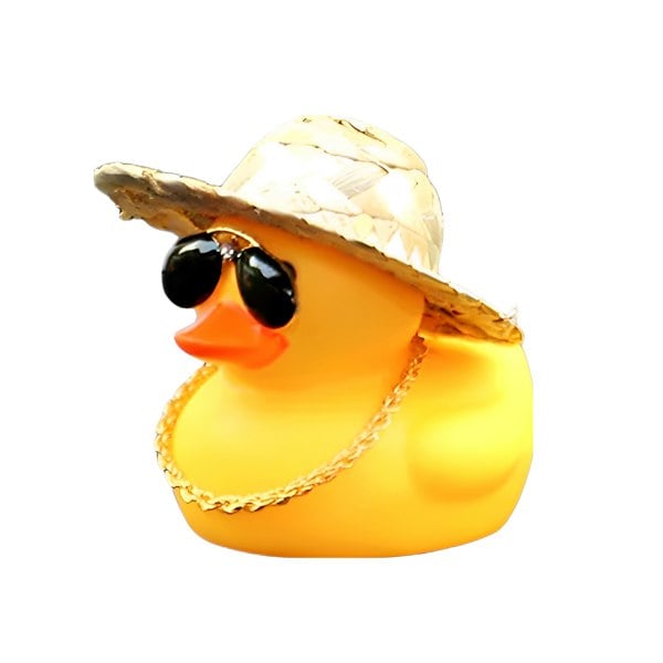 anycoplus Anypack Car Ornaments Yellow Duck with Straw Hat Gold Chain