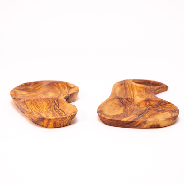 Verano Spanish Ceramics Olive Wood - Snack Dish 3 Sectioned Inverted Handle (Various Shapes)