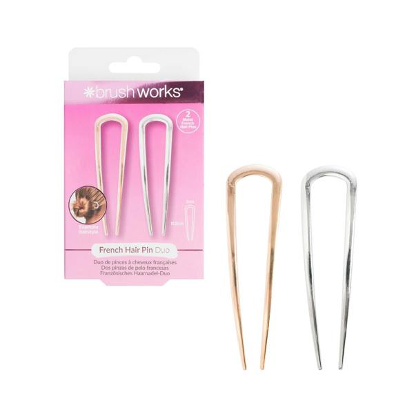 Brushworks French Hair Pin Duo - Gold & Silver
