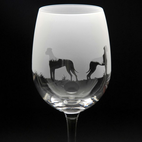 Glyptic Glass Art Great Dane Dog Crystal Wine Glass - Hand Etched/Engraved Gift