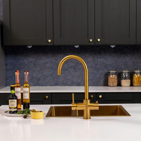 Flode svan | 3 in 1 Instant Boiling Tap | Brushed Gold Finish