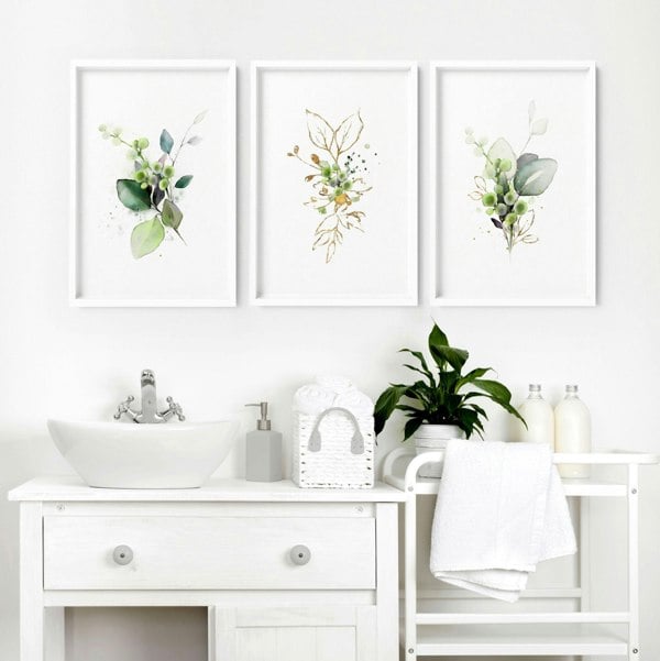 Art for a bathrooms | Set of 3 framed wall art