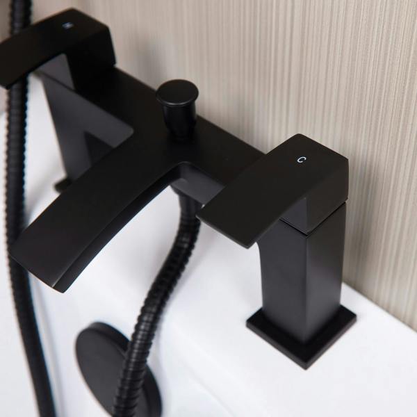 Flode Boras | Bath Shower Mixer | Including Handset and Holder | Matt Black