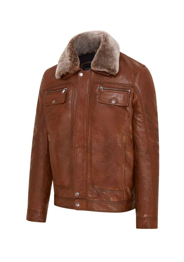 Infinity Leather Mens Trucker Shirt Leather Jacket- Tornio