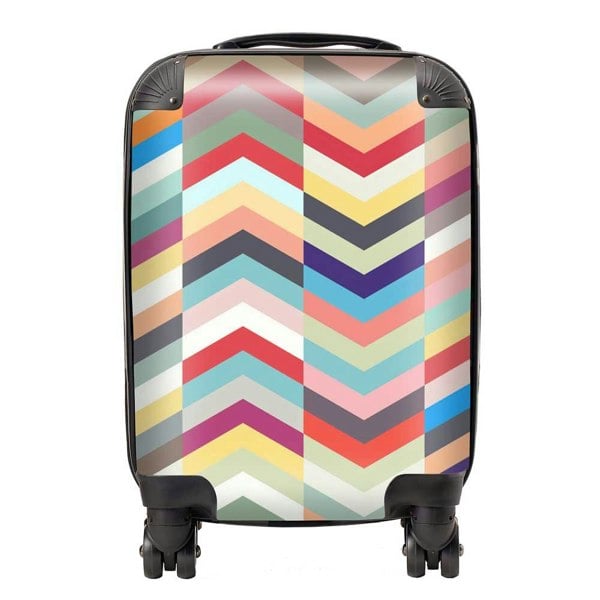 Warren Reed Geometric Multi Colored Chevron Pattern Suitcase