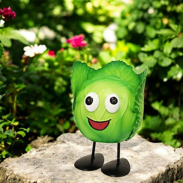 EDH Door Hardware Metal Cabbage Veggie Patch Pal – 15.5 x 11 x 11 CM | Fun & Whimsical Metal Garden Ornament | Outdoor Cabbage Decor