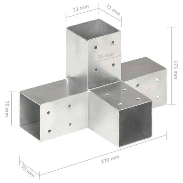 Berkfield Post Connector X Shape Galvanised Metal 71x71 mm