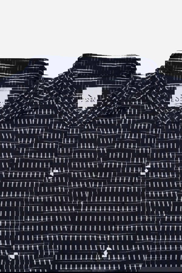 ENORSIA Black Check Grandad Collar Short Sleeve Shirt