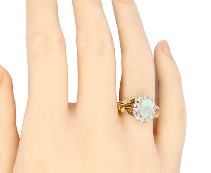 Vintage Tom An opal and diamond cluster ring