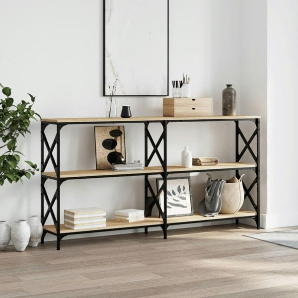 Berkfield Console Table Sonoma Oak 156x28x80.5 cm Engineered Wood